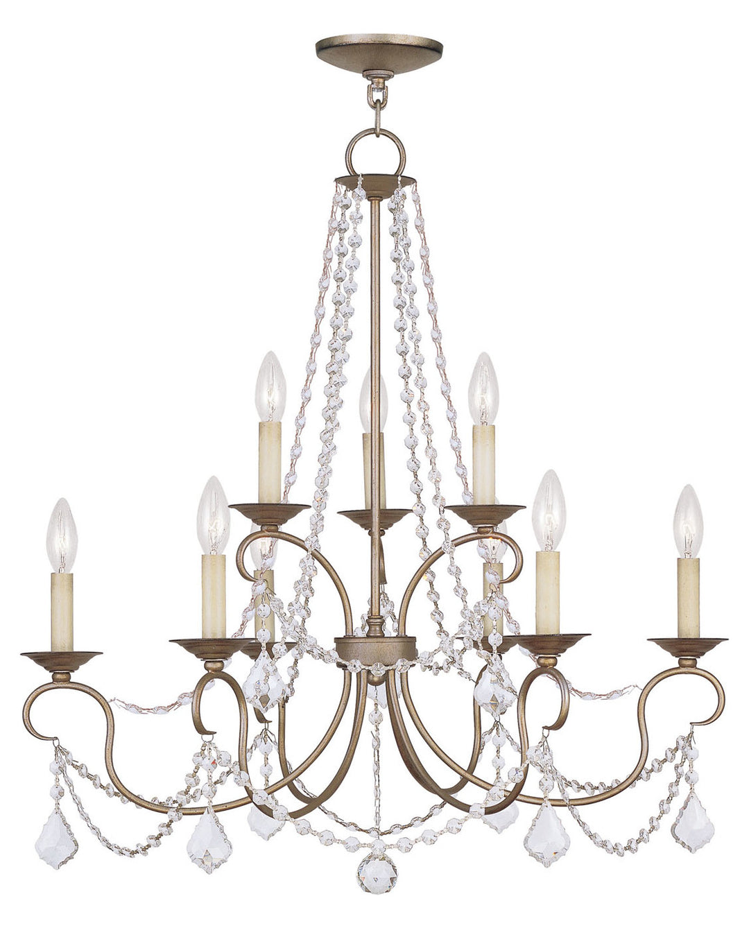Antique Silver Leaf Up Chandelier by Livex Lighting