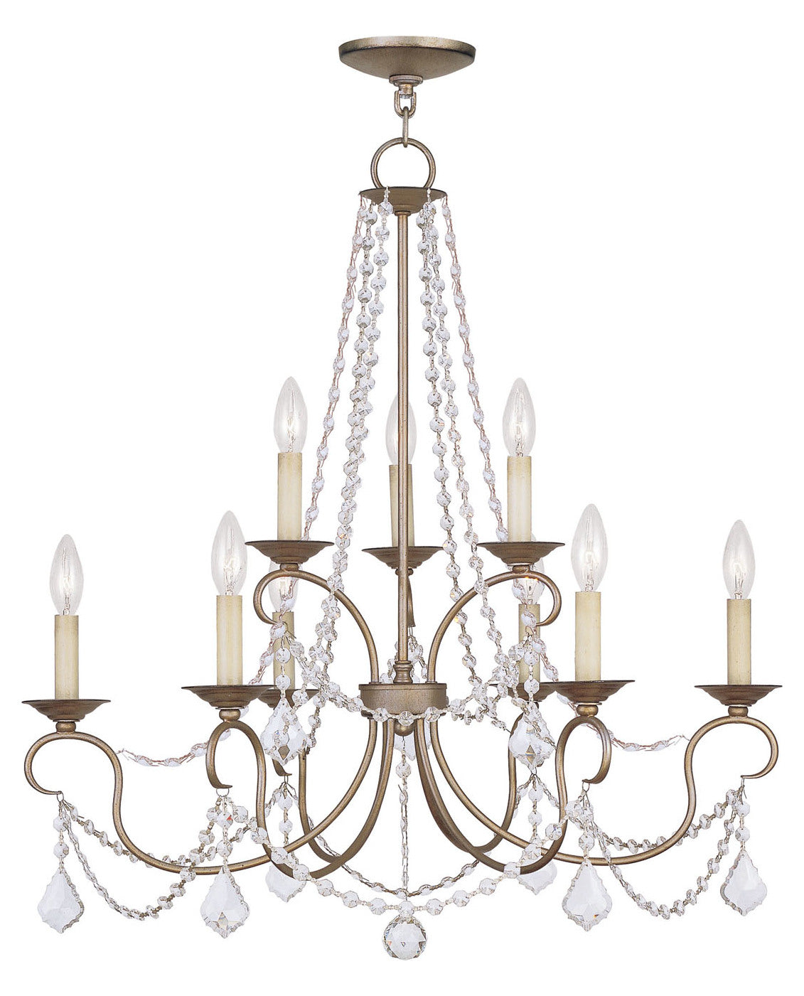 Antique Silver Leaf Up Chandelier by Livex Lighting