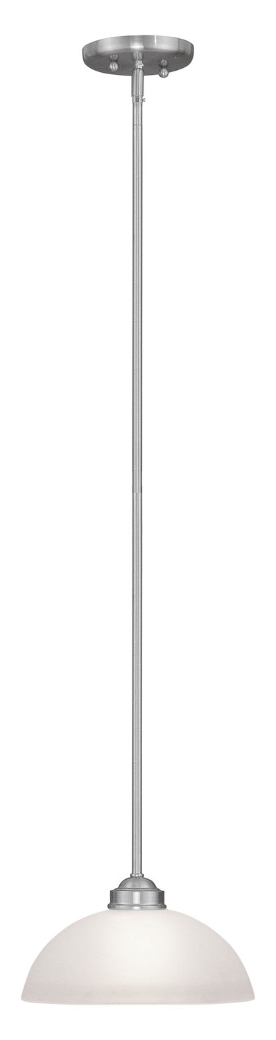 Brushed Nickel 1 Light 100 Watt Mini Pendant With Satin Glass