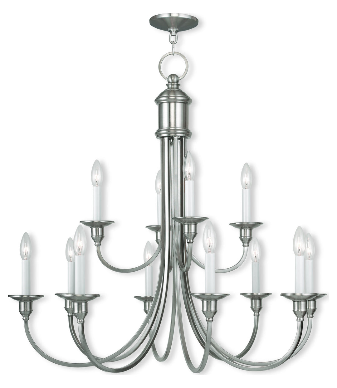 Twelve Light Brushed Nickel Up Chandelier by Livex Lighting