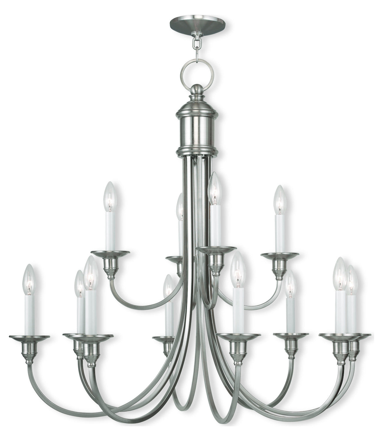 Twelve Light Brushed Nickel Up Chandelier by Livex Lighting