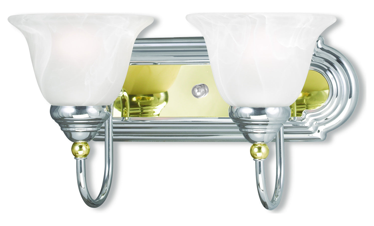 Two Light Chrome & Polished Brass Vanity by Livex Lighting