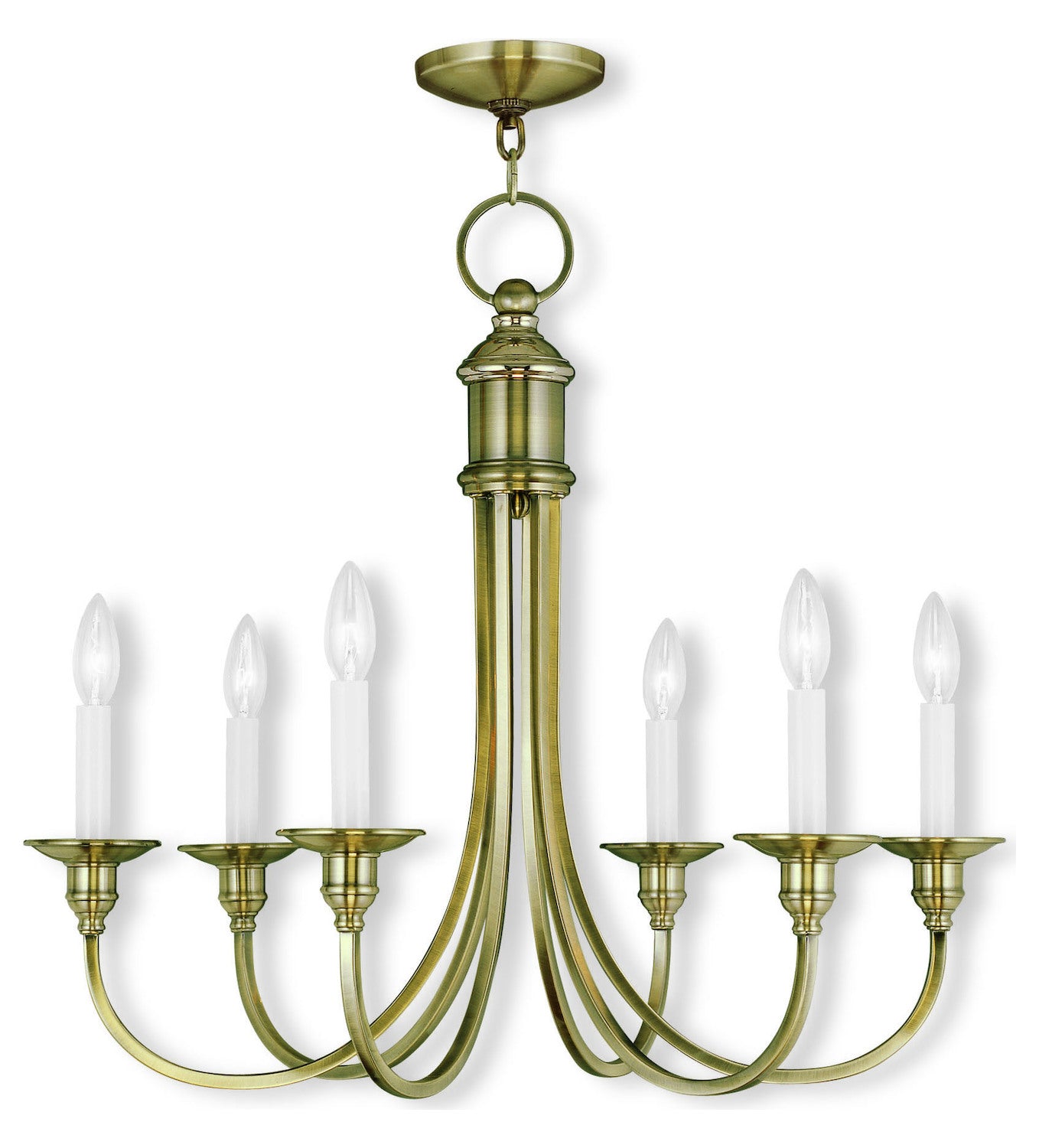 Antique Brass  6 Light 1 Tier Chandelier by Livex Lighting
