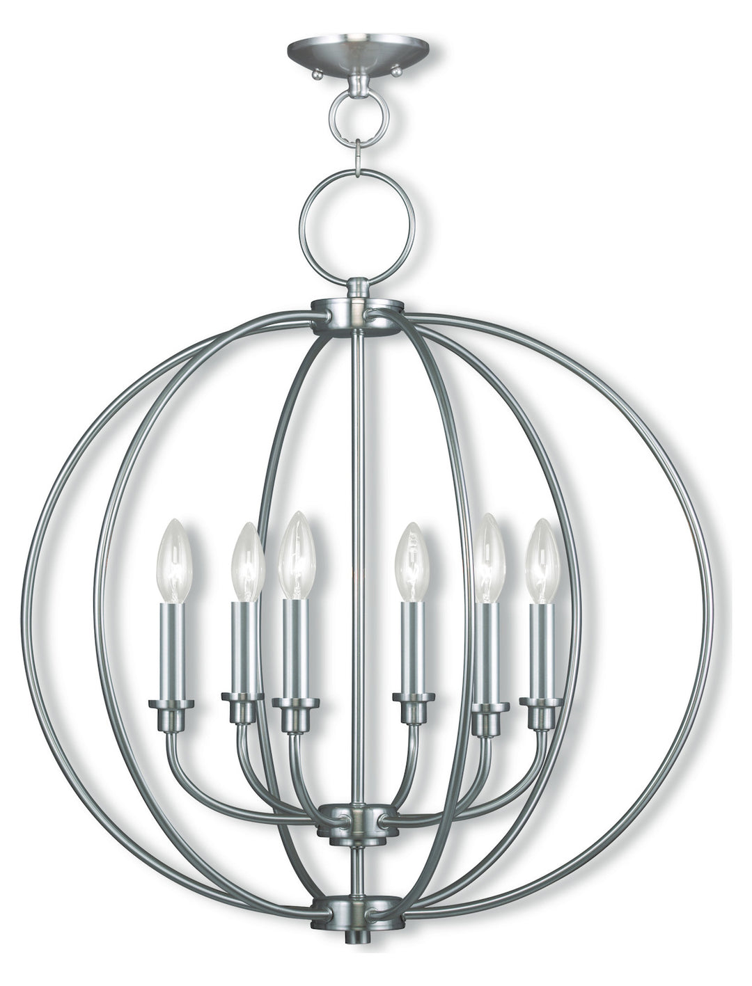 6 Light Brushed Nickel Chandelier by Livex Lighting