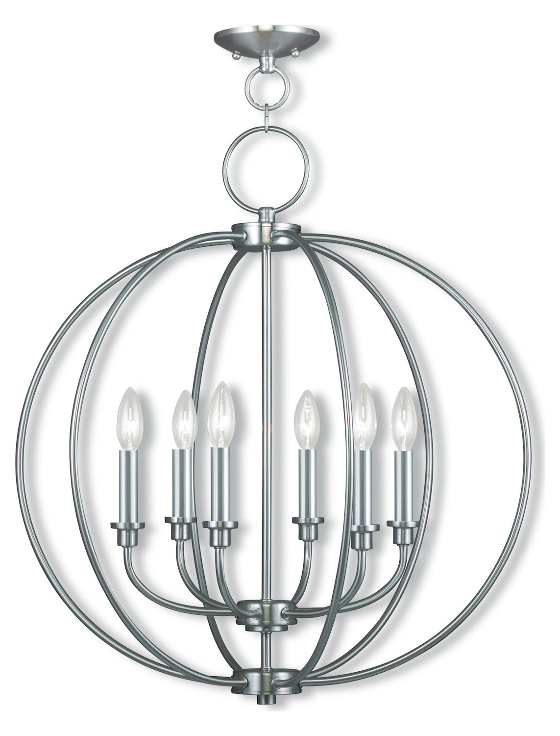 6 Light Brushed Nickel Chandelier by Livex Lighting