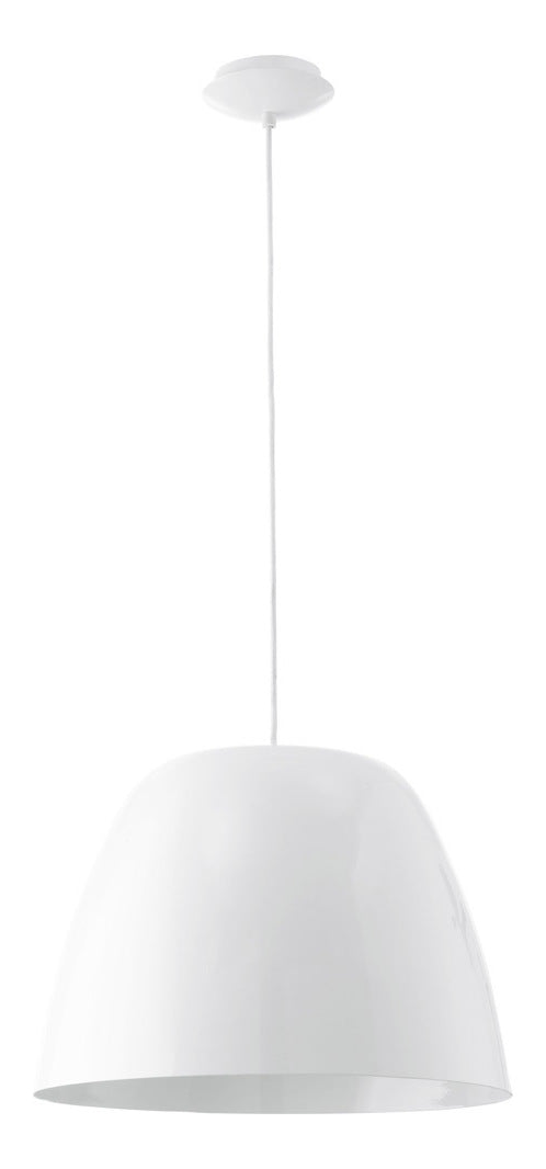Steel / Glossy White  1 Light Foyer Pendant with Dome Shade by Eglo