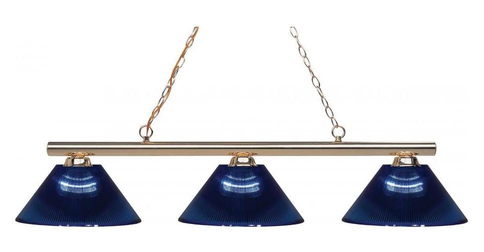Polished Brass  3 Light Chandelier with Dark Blue Shade by Z-Lite