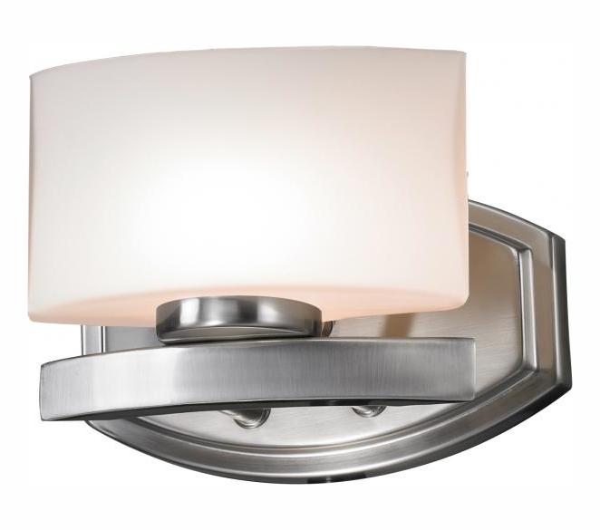One Light Brushed Nickel Matte Opal Glass Bathroom Sconce by Z-Lite