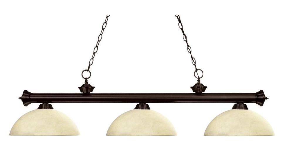 Three Light Bronze Golden Mottle Glass Island Light by Z-Lite