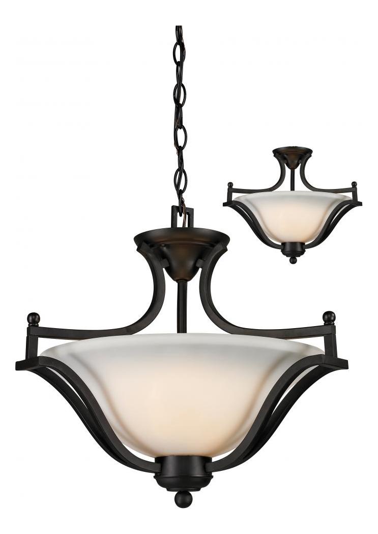 Matte Black  3 Light Bowl Shaped Pendant with Matte Opal Shade by Z-Lite