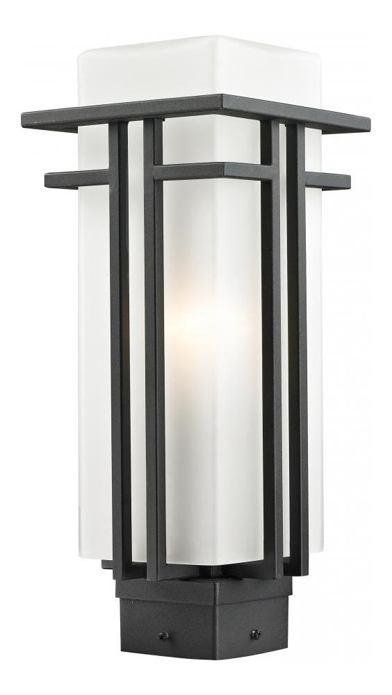 Black  1 Light Outdoor Post Light with Matte Opal Shade by Z-Lite