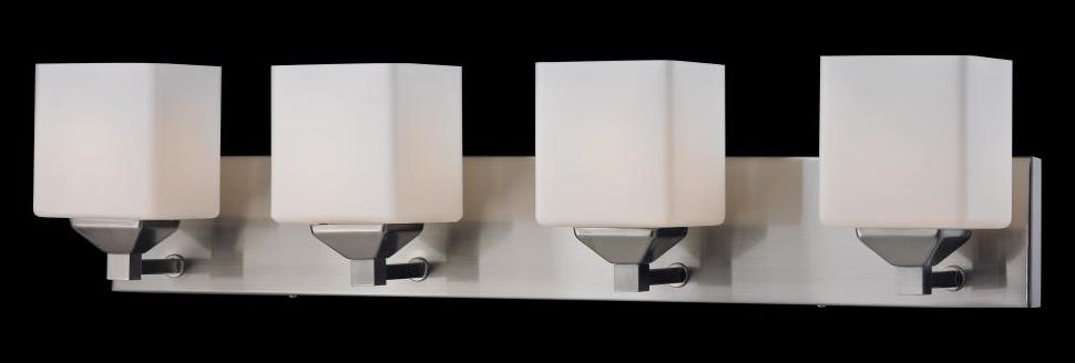 Four Light Brushed Nickel Matte Opal Glass Vanity by Z-Lite
