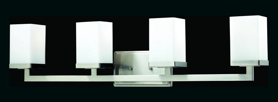Brushed Nickel  4 Light Bathroom Vanity Light with Matte Opal Glass Shade by Z-Lite