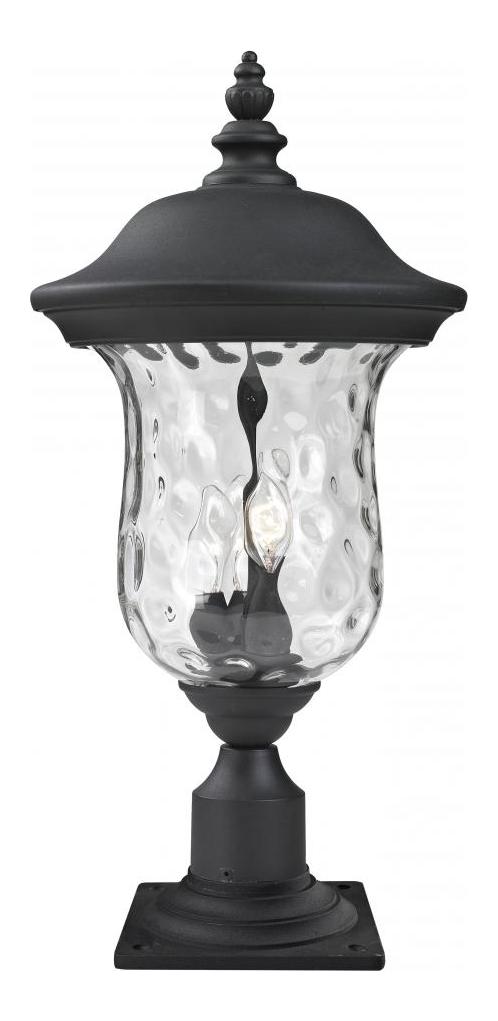 Black  3 Light Outdoor Pier Mount Light with Clear Water Glass Shade by Z-Lite