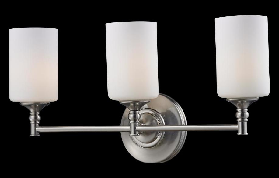 Three Light Satin Nickel Matte Opal Glass Vanity by Z-Lite