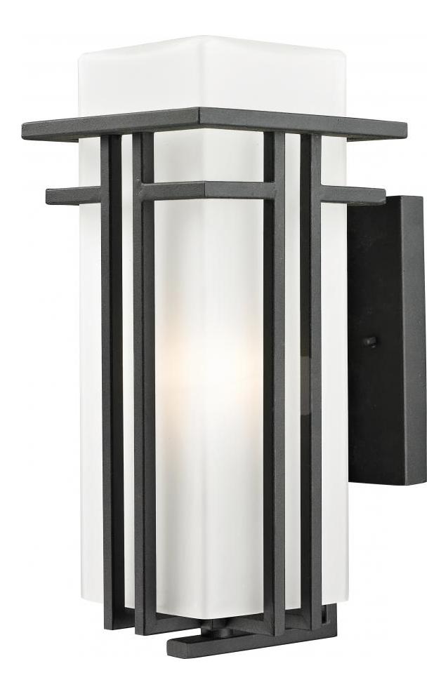 Black  1 Light Outdoor Wall Sconce with Matte Opal Shade by Z-Lite
