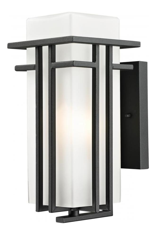 Black  1 Light Outdoor Wall Sconce with Matte Opal Shade by Z-Lite