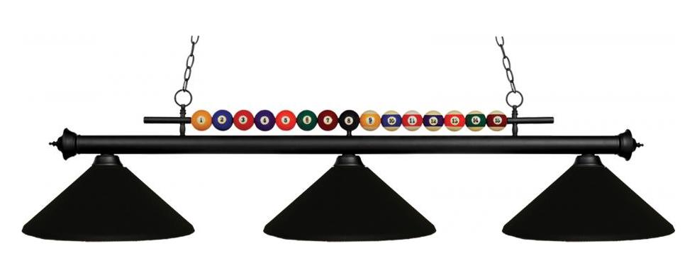 Matte Black  3 Light Chandelier with Glass Shade by Z-Lite