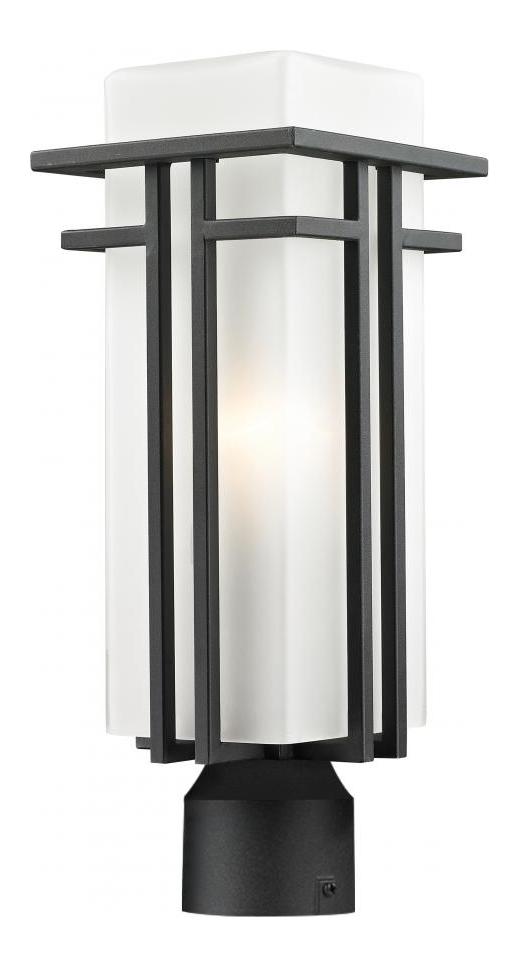 Black  1 Light Outdoor Post Light with Matte Opal Shade by Z-Lite
