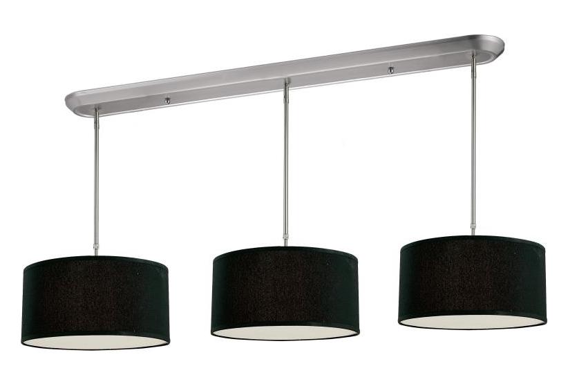 Brushed Nickel  9 Light Pendant with Black Fabric Shade by Z-Lite