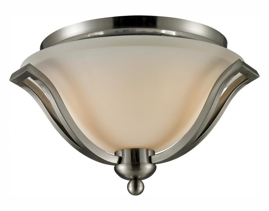 Brushed Nickel  2 Light Flushmount Ceiling Fixture with Matte Opal Shade by Z-Lite