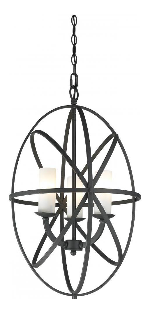 Bronze  3 Light Full Sized Pendant with Matte Opal Shade by Z-Lite