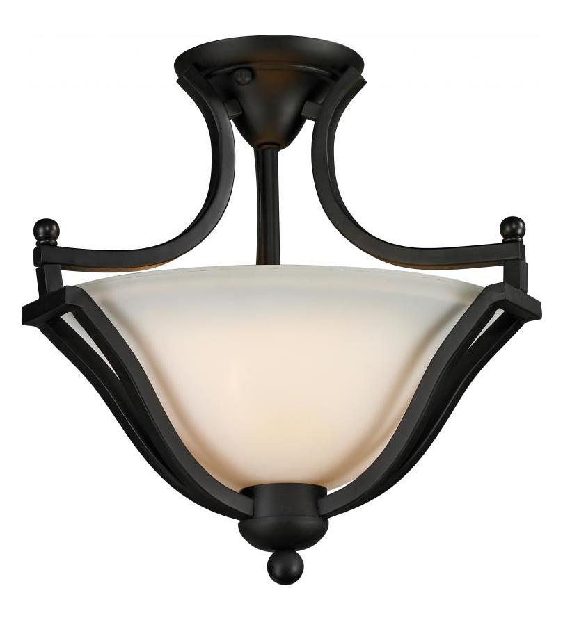 Matte Black  2 Light Semi-Flush Ceiling Fixture with Matte Opal Shade by Z-Lite