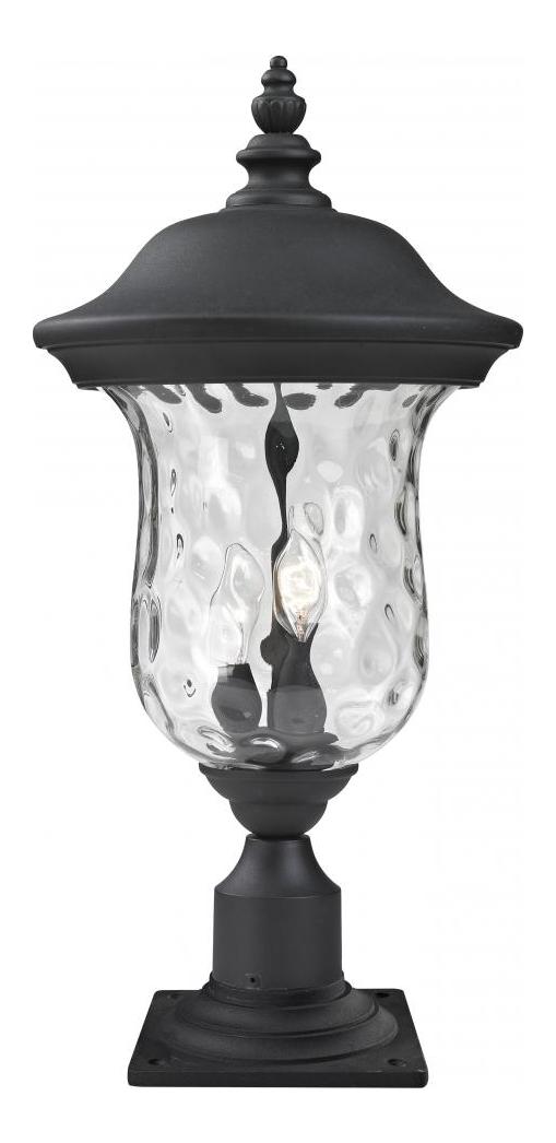 Black  2 Light Outdoor Pier Mount Light with Clear Water Glass Shade by Z-Lite