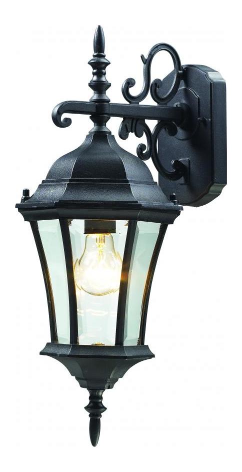 Black  1 Light Outdoor Wall Sconce with Clear Beveled Shade by Z-Lite