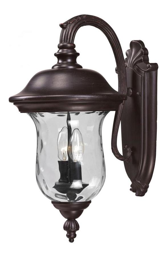 Bronze  2 Light Outdoor Wall Sconce with Clear Water Glass Shade by Z-Lite
