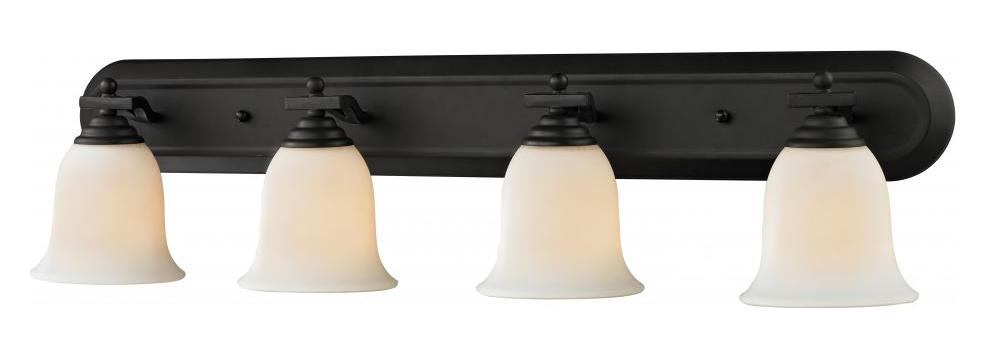 Matte Black  4 Light Bathroom Vanity Light with Matte Opal Glass Shade by Z-Lite