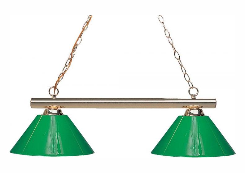Polished Brass  2 Light Chandelier with Plastic Green Shade by Z-Lite