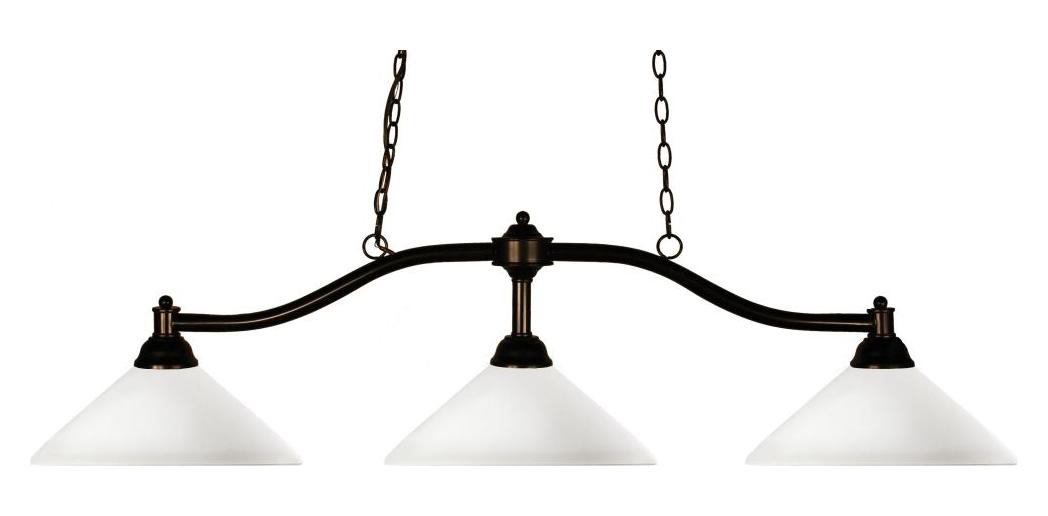 Bronze  3 Light Chandelier with Matte Opal Glass Shade by Z-Lite