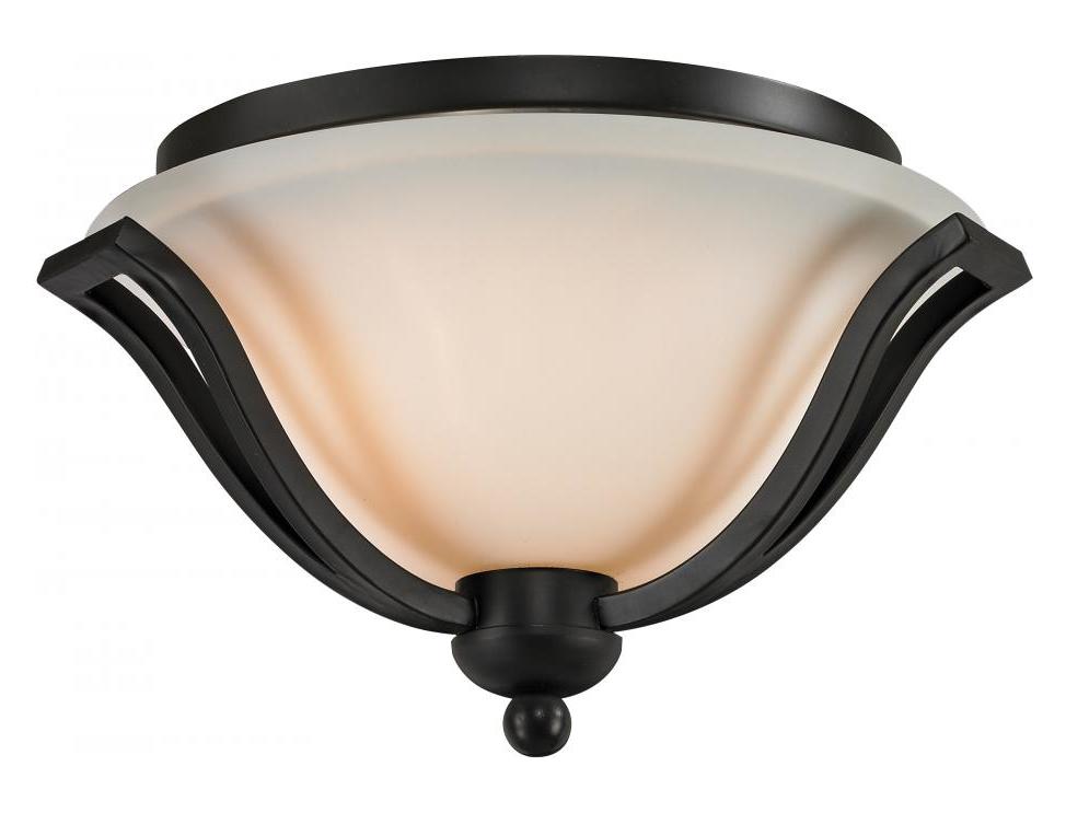 Matte Black  2 Light Flushmount Ceiling Fixture with Matte Opal Shade by Z-Lite