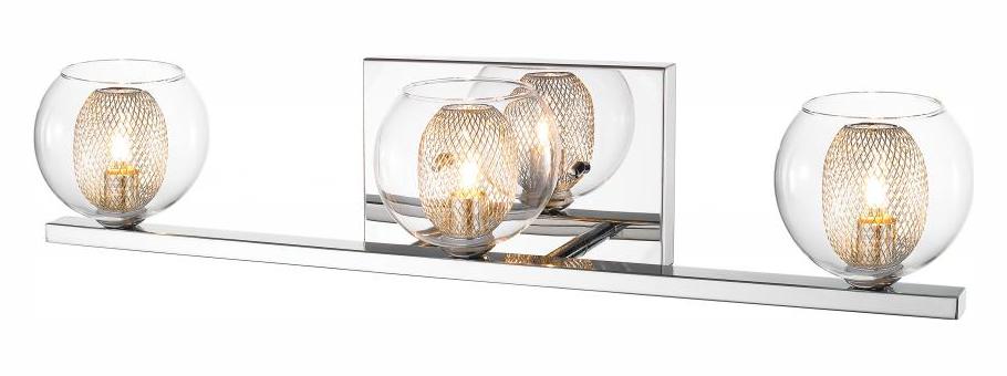 Chrome  3 Light Bathroom Vanity Light with Clear Glass Shade by Z-Lite