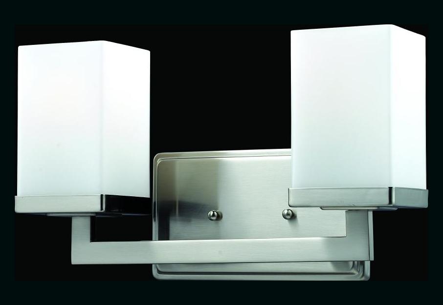 Brushed Nickel  2 Light Bathroom Vanity Light with Matte Opal Glass Shade by Z-Lite