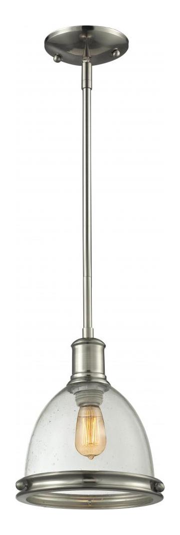 Brushed Nickel  1 Light Mini Pendant with Clear Seedy Shade by Z-Lite