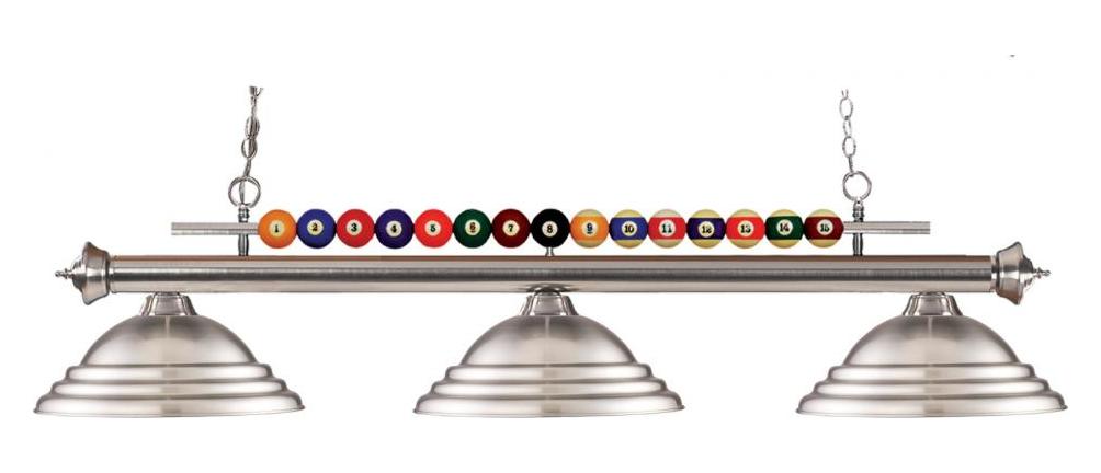 Three Light Brushed Nickel Brushed Nickel Shade Pool Table Light by Z-Lite
