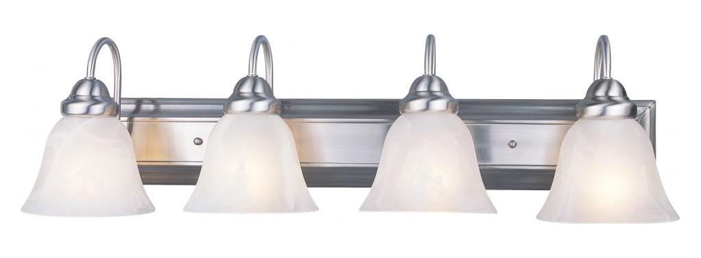 Four Light Brushed Nickel White Swirl Glass Vanity by Z-Lite