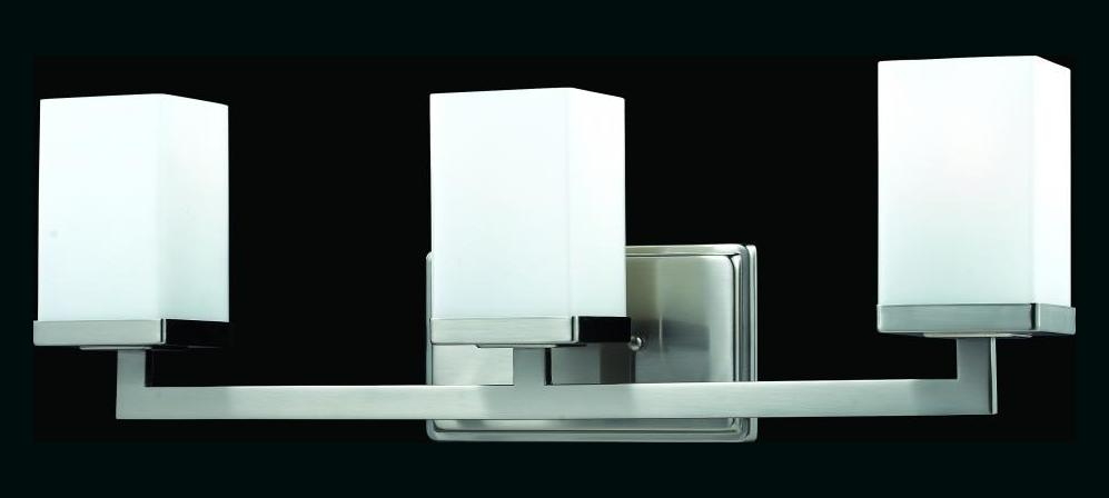 Brushed Nickel  3 Light Bathroom Vanity Light with Matte Opal Glass Shade by Z-Lite
