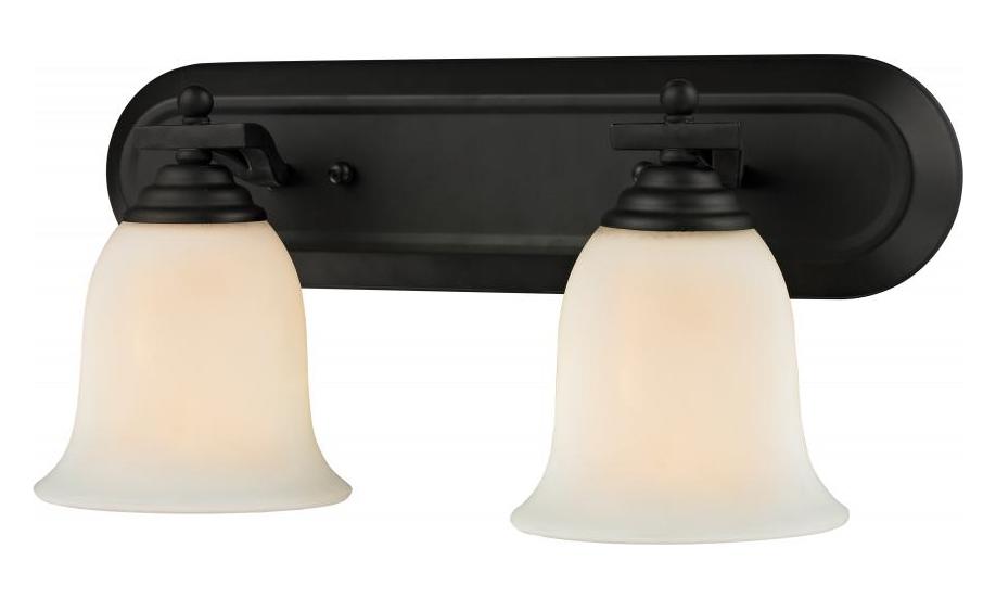Matte Black  2 Light Bathroom Vanity Light with Matte Opal Glass Shade by Z-Lite