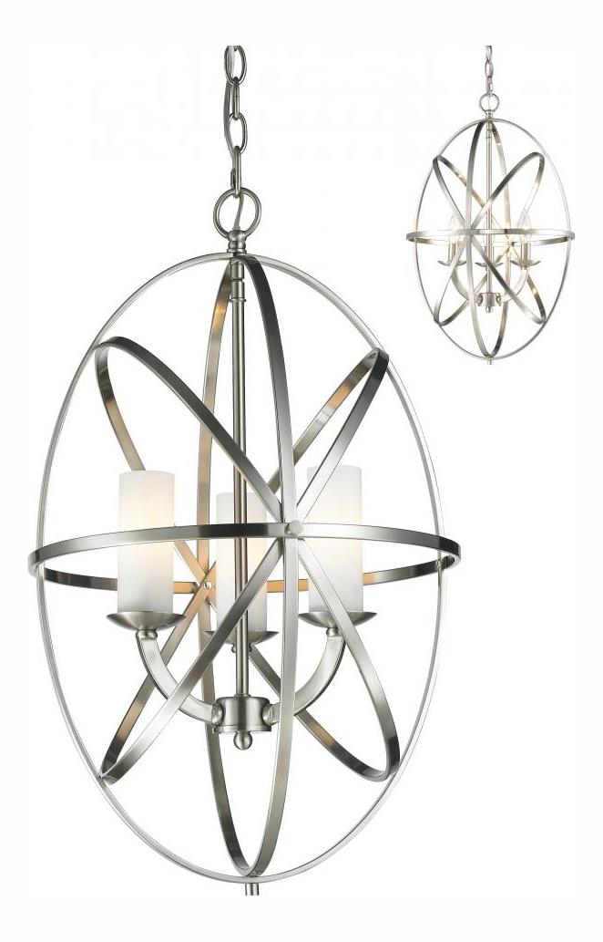 Brushed Nickel  3 Light Full Sized Pendant with Matte Opal Shade by Z-Lite