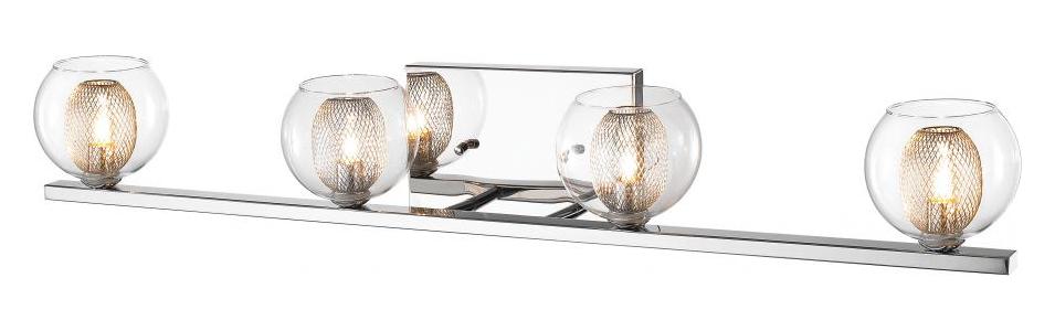 Chrome  4 Light Bathroom Vanity Light with Clear Glass Shade by Z-Lite