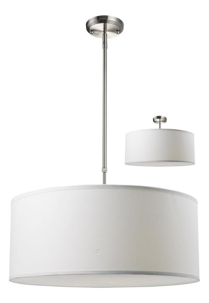 Brushed Nickel / White  3 Light Large Pendant by Z-Lite