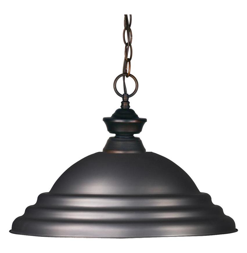 Olde Bronze  1 Light Full Sized Pendant with Stepped Olde Bronze Shade by Z-Lite