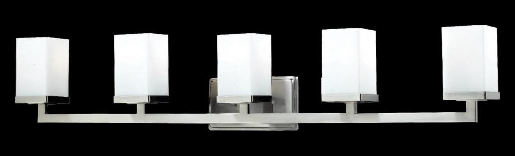 Brushed Nickel  5 Light Bathroom Vanity Light with Matte Opal Glass Shade by Z-Lite
