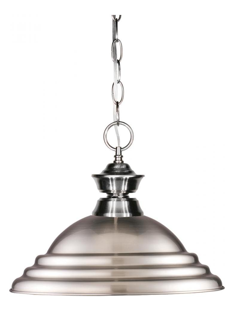 Brushed Nickel 1 Light Full Sized Pendant with Pewter Shade by Z-Lite