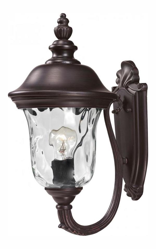 Bronze  1 Light Outdoor Wall Sconce with Clear Water Glass Shade by Z-Lite