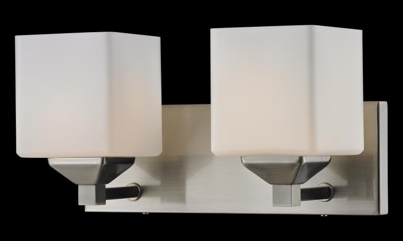 Two Light Brushed Nickel Matte Opal Glass Vanity by Z-Lite