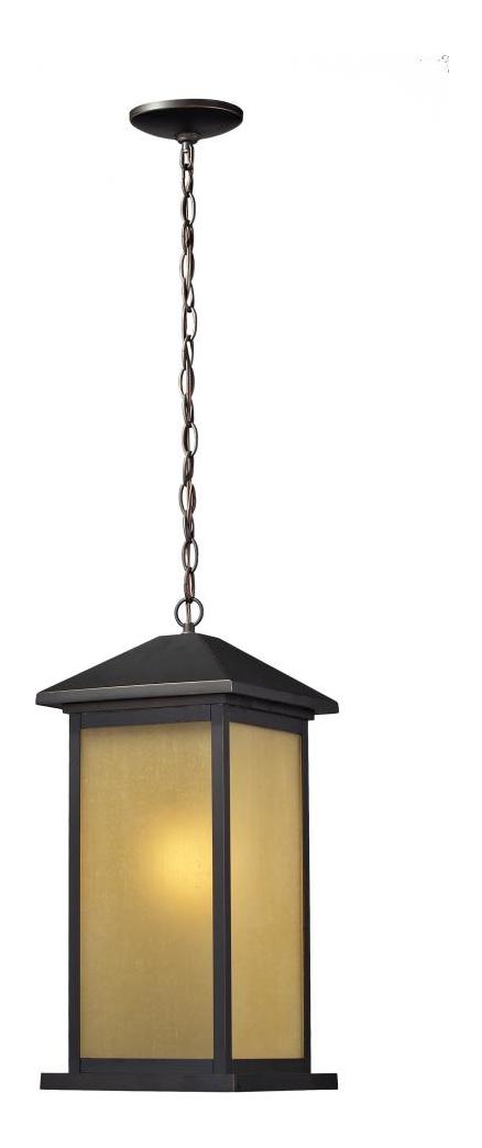 Oil Rubbed Bronze  1 Light Outdoor Pendant with Tinted Seedy Shade by Z-Lite